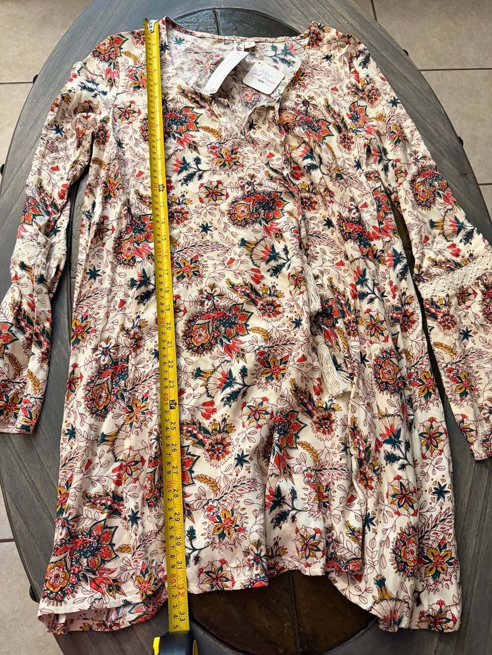 Others Follow Long Sleeve Paisley Floral Bohemian Mini Dress